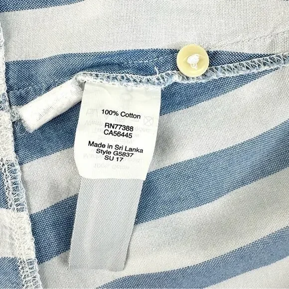 MADEWELL Indigo Button blouse top sleeveless striped cotton Size L - Picture 12 of 13